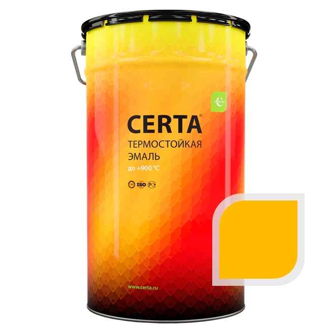 Термостойкая краска эмаль CERTA (Церта), цв. жёлтый, до 400 °C (фасовка 25 кг.)